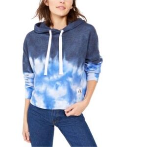 Calvin Klein Navy and White Tie-Dye Hoodie